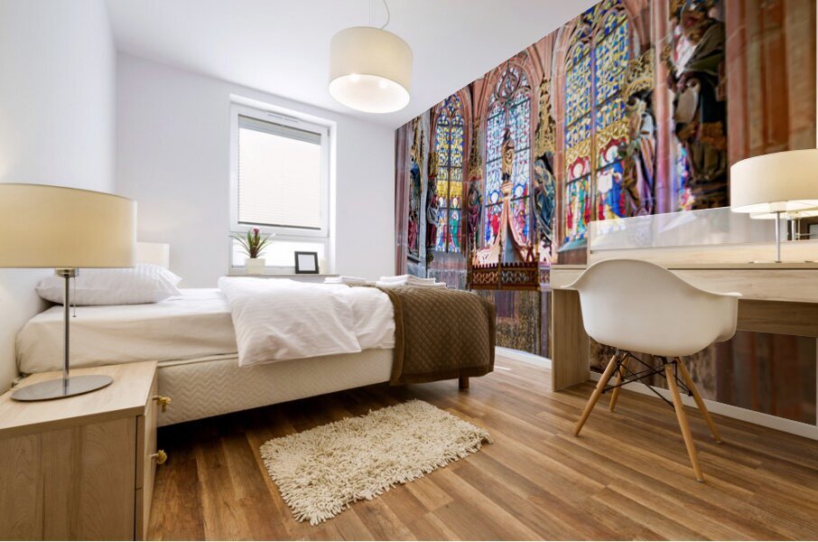 Exploring the interior of Saint Pierre le Jeune church in Strasb Mural print