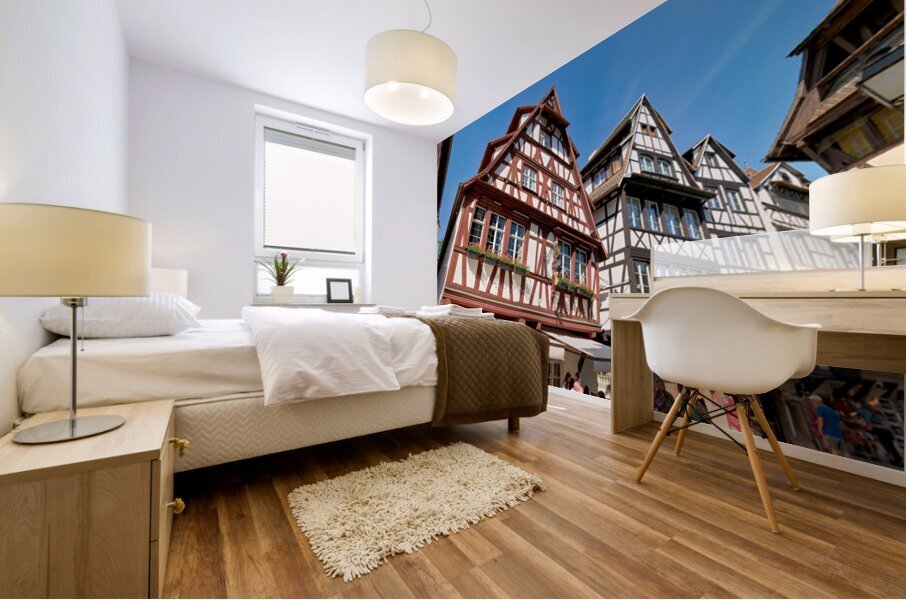 Colorful timber framed houses in Petite France Strasbourg Mural print