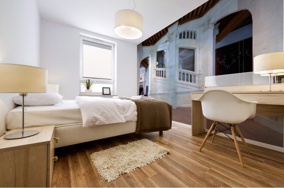 Chateau de Chambord features a double spiral staircase in France Mural print