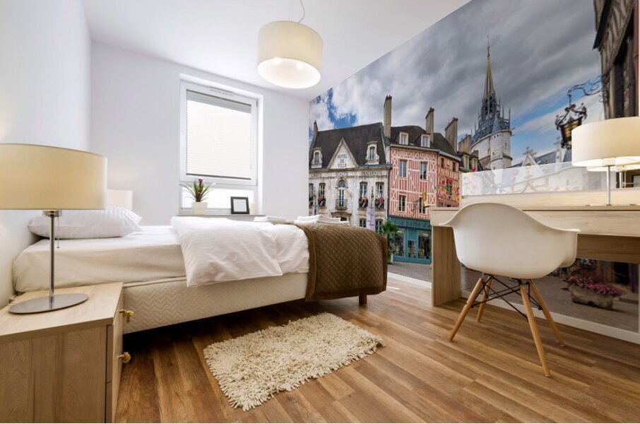 Town hall and astronomical clock in Auxerre Bourgogne France Mural print