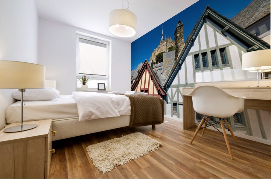 Visit Mont Saint Michel in Normandy France under clear blue sky Mural print