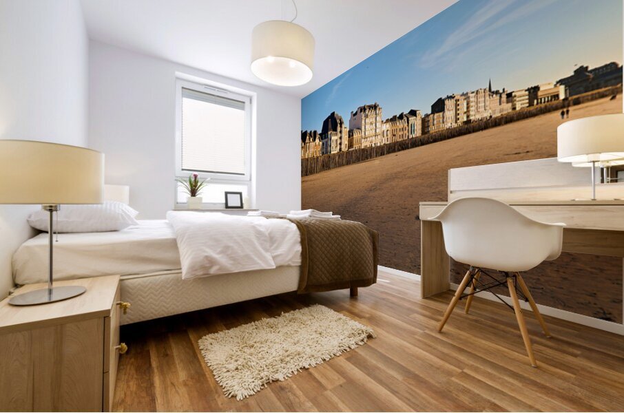 Grand Plage du Sillon beach at dusk in Saint Malo Brittany Fra Mural print