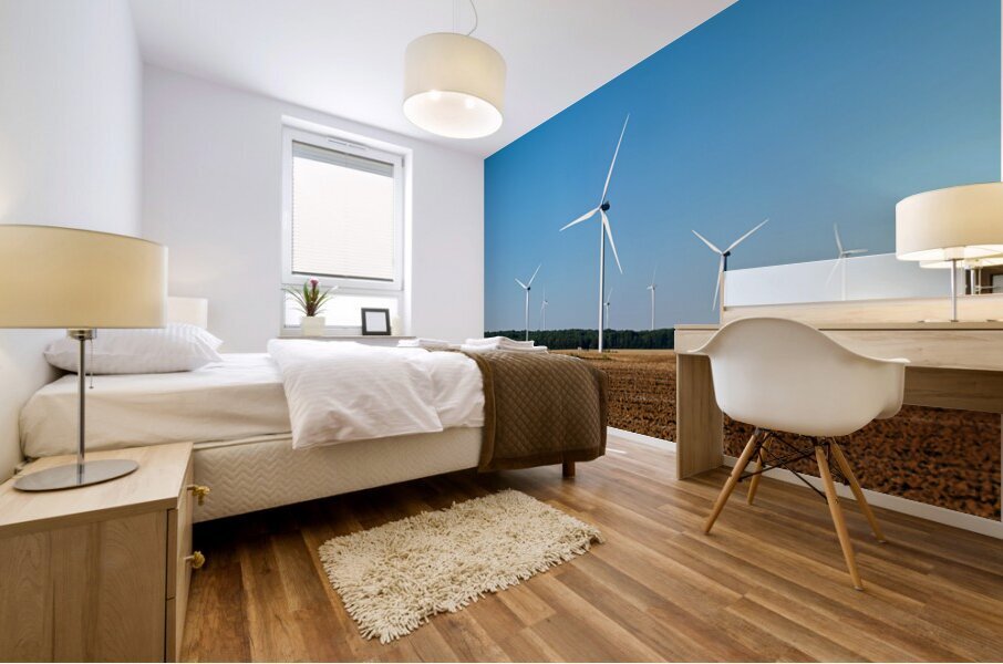 Wind power plant is located in Bourgogne France during clear da Mural print
