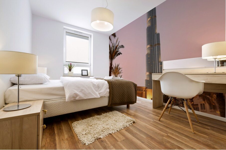 Burj Khalifa stands tall at dusk in Dubai Impression murale