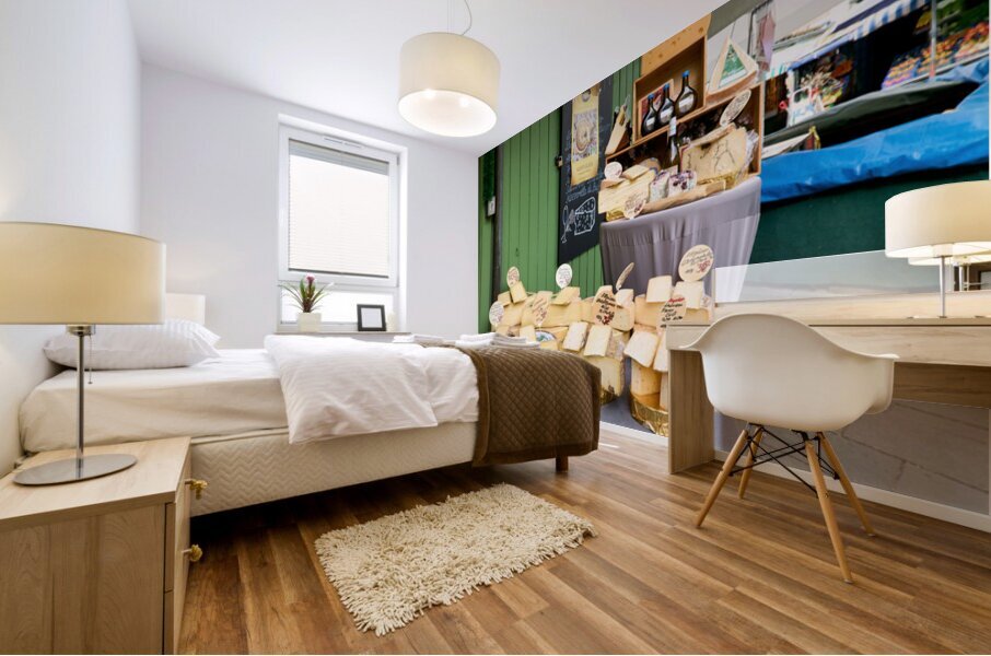 Cheese display at Viktualienmarkt in Munich Germany Mural print