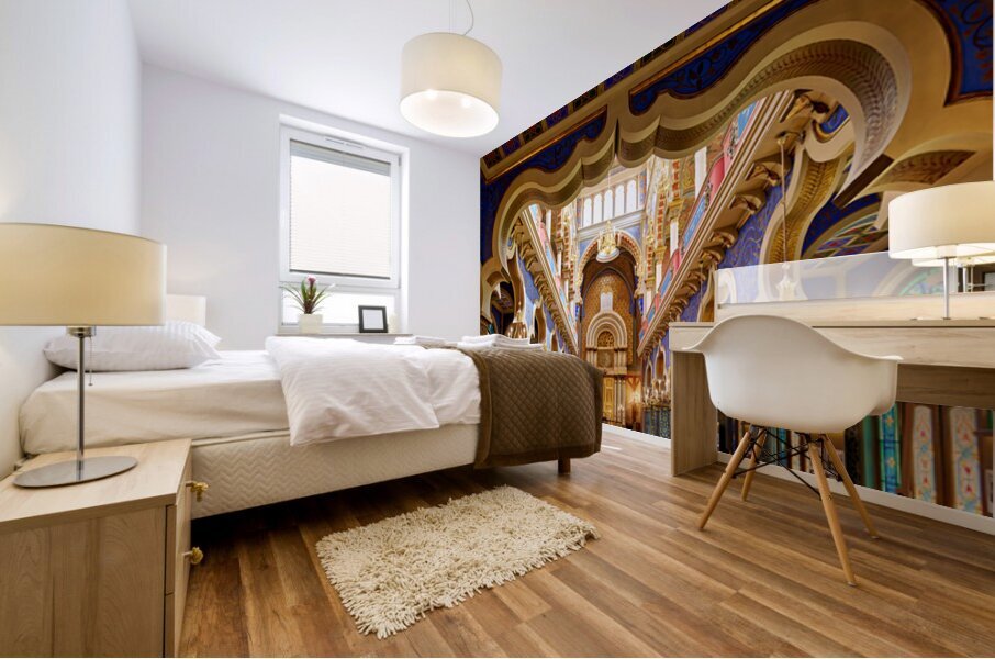 Stunning ornate synagogue interior featuring colorful arches an Mural print