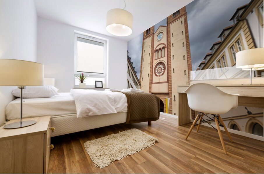 Visitors explore Wurzburger Dom Cathedral in Bavaria Germany Mural print