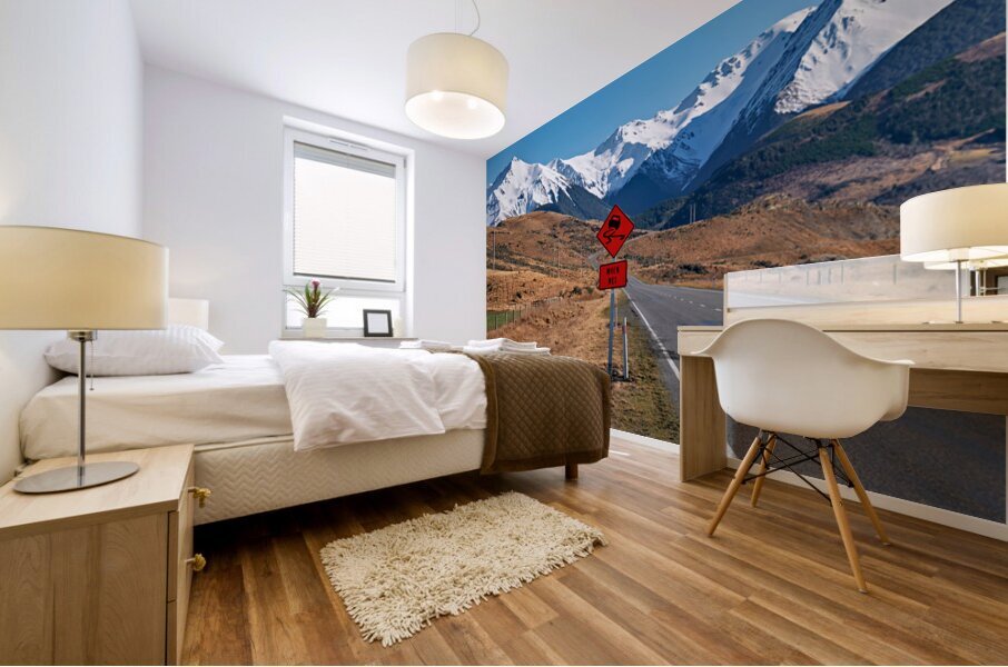 Driving on State Highway 73 near Arthur Pass in New Zealand Mural print