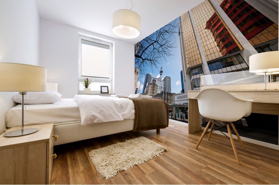 Modern architecture and Sky Tower in Auckland New Zealand Mural print