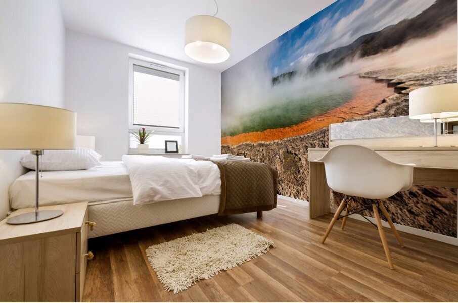 Explore champagne pool at waiotapu thermal wonderland in rotorua Mural print