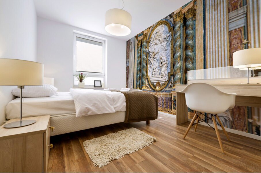 Visitors at the altar of Church of St. Ignatius of Loyola in Rom Mural print