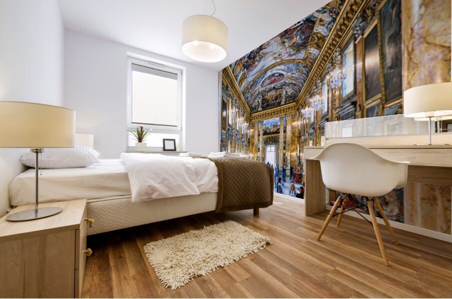 Visitors explore the Great Hall of Colonna Art Gallery in Rome Mural print
