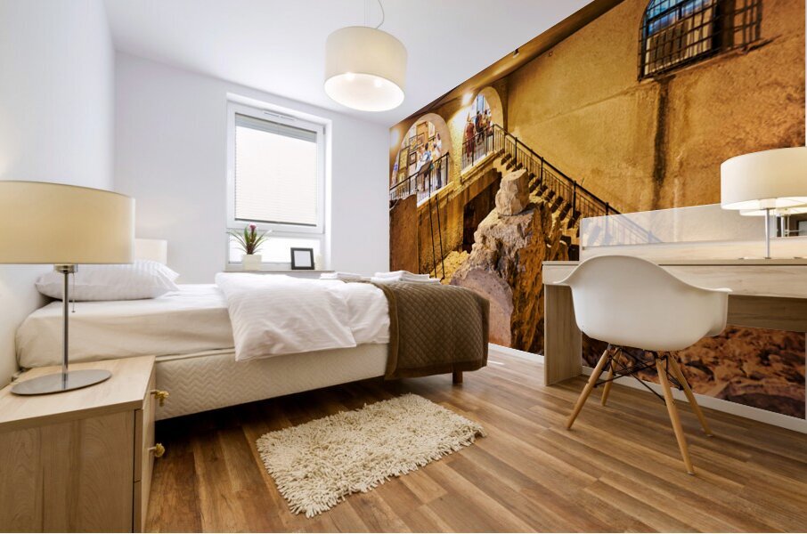 Exploring the cardo in the jewish quarter of jerusalem Mural print