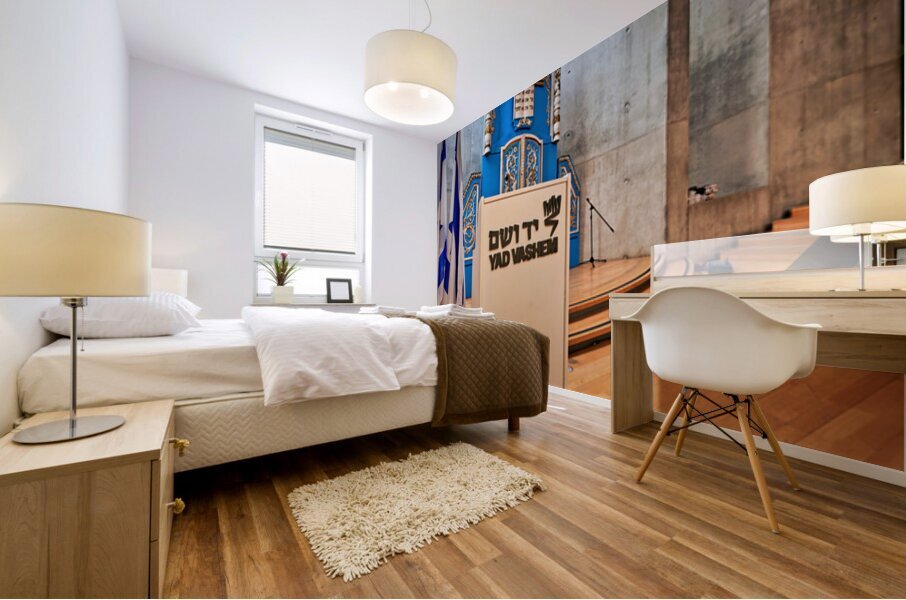 Memorial synagogue at Yad Vashem for Holocaust victims Mural print