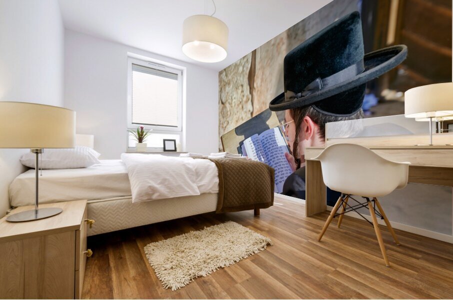 Orthodox Jews at the Wailing Wall in Jerusalem during prayer Mural print