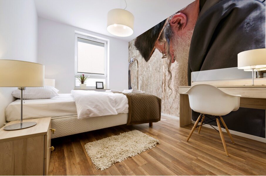 Orthodox Jews at Wailing Wall in Jerusalem during Prayer Time Mural print