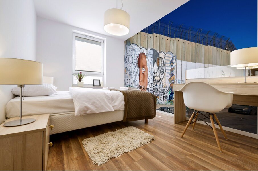 West Bank separation wall covered in art in Bethlehem Jerusalem Mural print