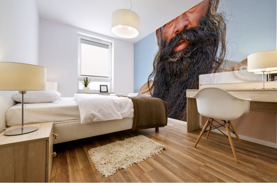 Portrait of a bearded man in Khimsar Rajasthan India Mural print