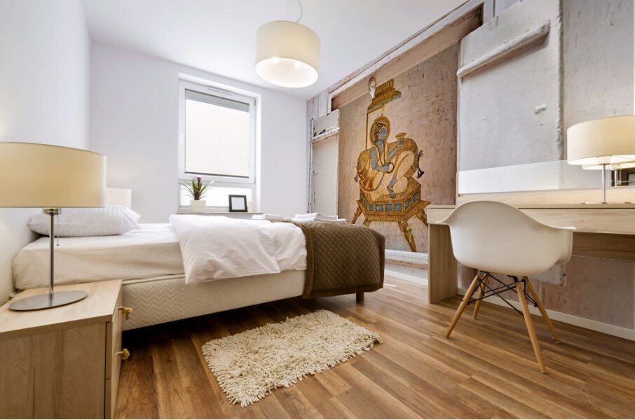 Artwork of a seated figure in Mehrangarh Fort Jodhpur Rajastha Mural print