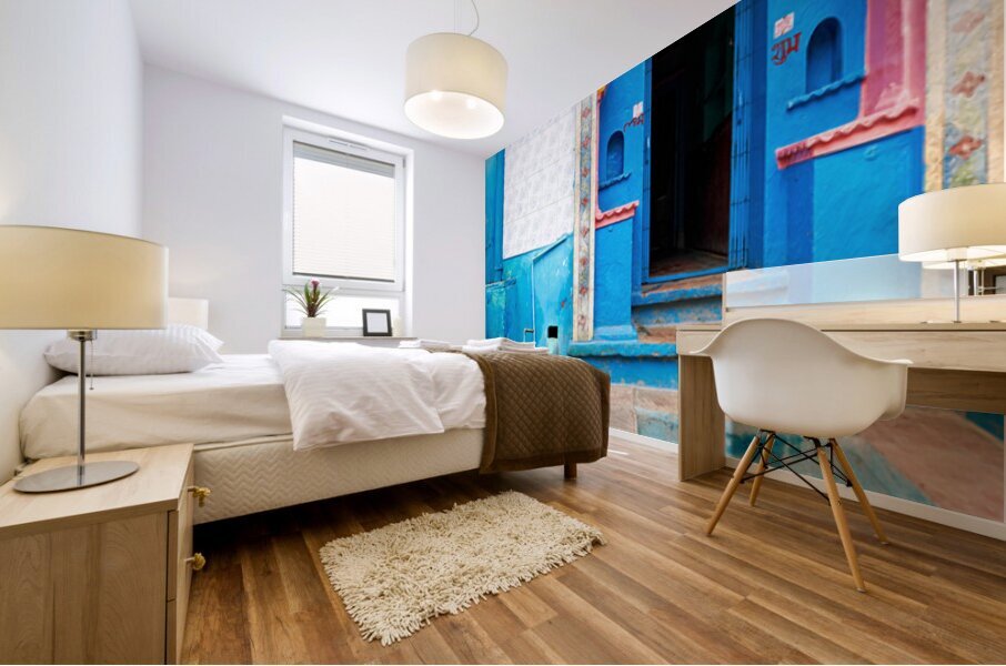 Decorated painted house in Bundi Rajasthan attracts attention Mural print