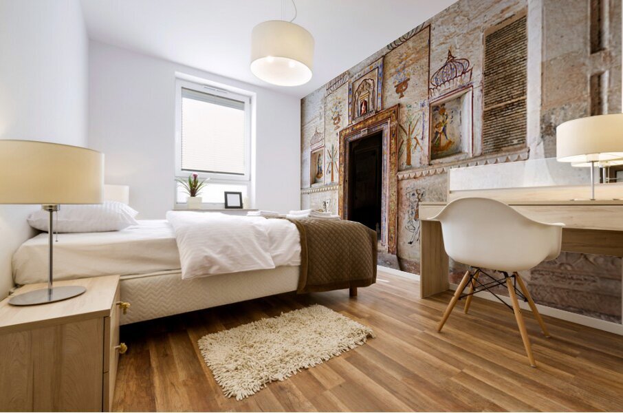 Decorations and paintings at Taragarh Fort in Bundi Rajasthan Mural print