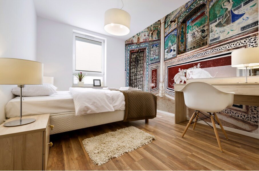 Decorations and paintings at Taragarh Fort in Bundi Rajasthan Mural print