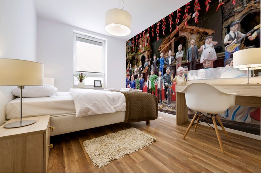 Nativity scene statues in Naples at Christmas Mural print