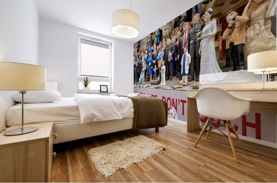 Statues of Christmas Nativity scene in Naples artisan workshop Mural print