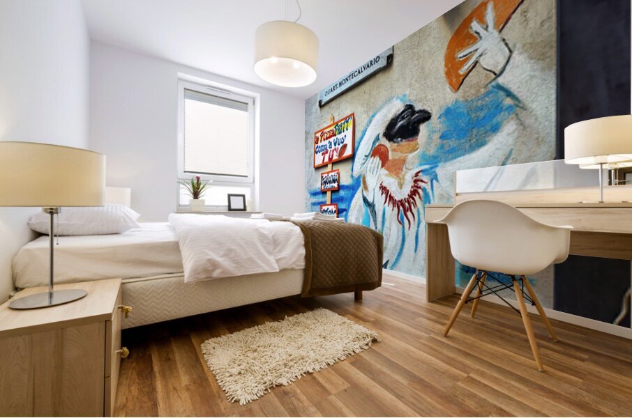 Street graffiti in Quartieri Spagnoli Naples showcases local cu Mural print