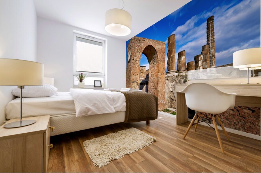 Ruins of ancient Pompeii in Naples Campania Italy under blue sky Mural print
