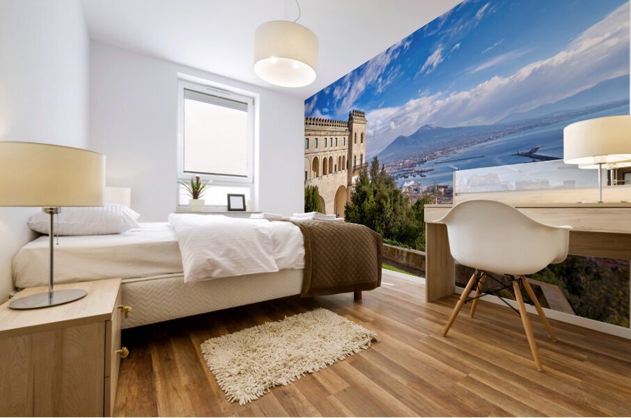 View of Naples and Mount Vesuvius from high ground in Campania Mural print