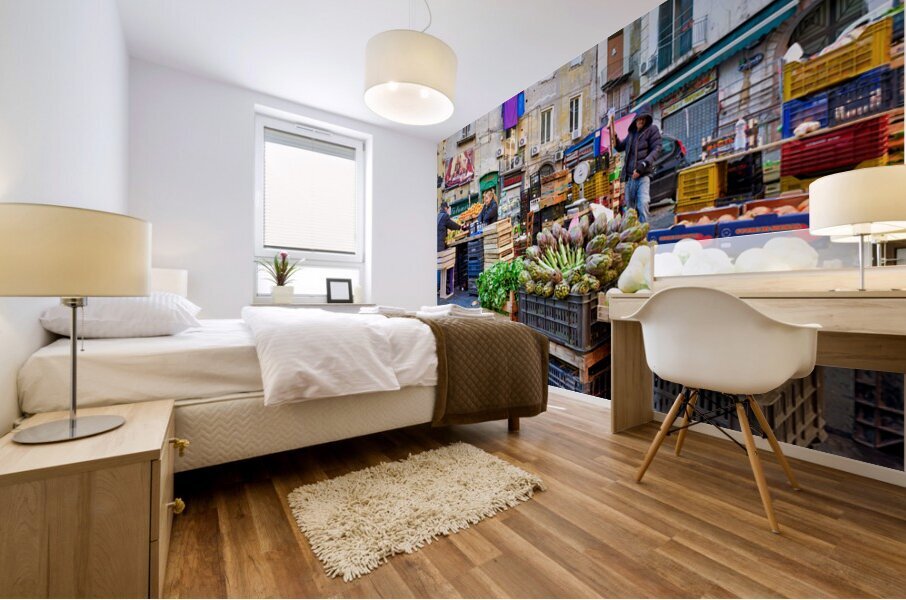 Greengrocer market scene in Pignasecca quarter Naples Italy Mural print