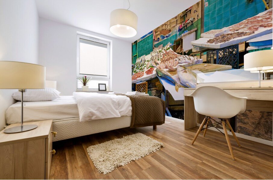 Fishmongers market in Pignasecca quarter of Naples Campania Ita Mural print