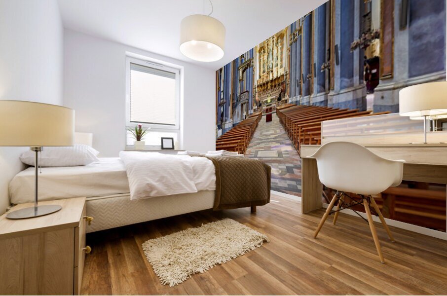 Interior of San Domenico Maggiore church in Naples at midday Mural print