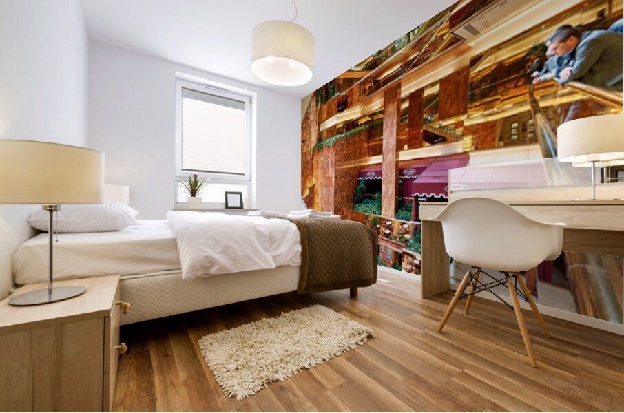 Visitors explore the Trump Tower Atrium in Manhattan New York Mural print