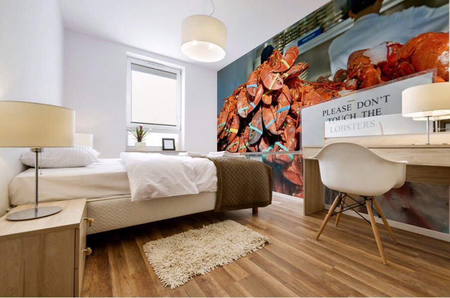 Lobsters are piled high at the Lobster Place Restaurant Mural print