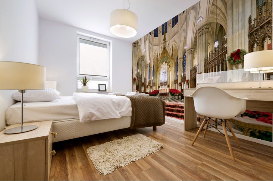 St. Patricks Cathedral interior in Manhattan during holiday sea Mural print