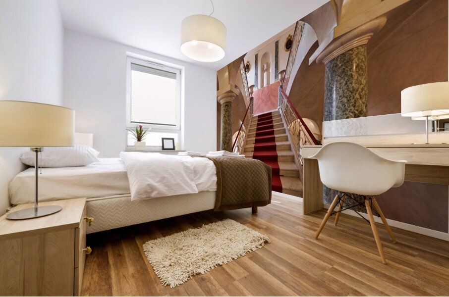 Stairs inside Palazzo Nicolaci in Noto Sicily during daytime Mural print