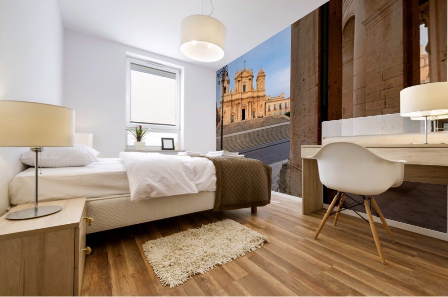 Noto Cathedral stands strong in Sicily under a bright sky Mural print