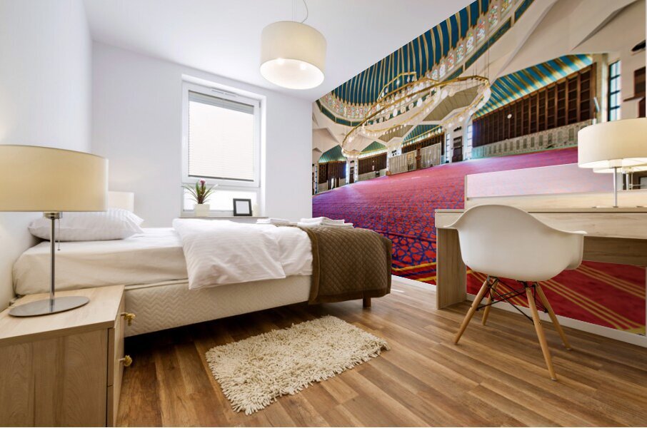 Visit to King Abdullah Mosque in Amman Jordan during prayer time Mural print