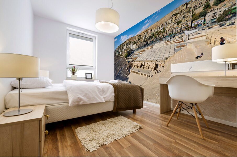 Visit the Roman Theater in Amman Jordan with a view of the city Mural print