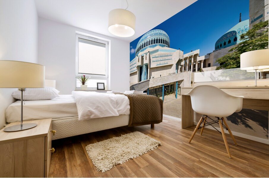 Discover King Abdullah Mosque in Amman Jordan during the day Mural print