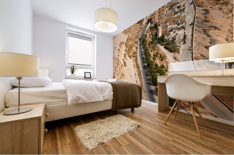 Kerak Castle shows the land and buildings around it in Jordan Mural print