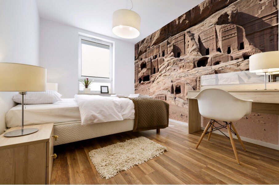 Exploring the royal tombs at Petra in Jordan Mural print