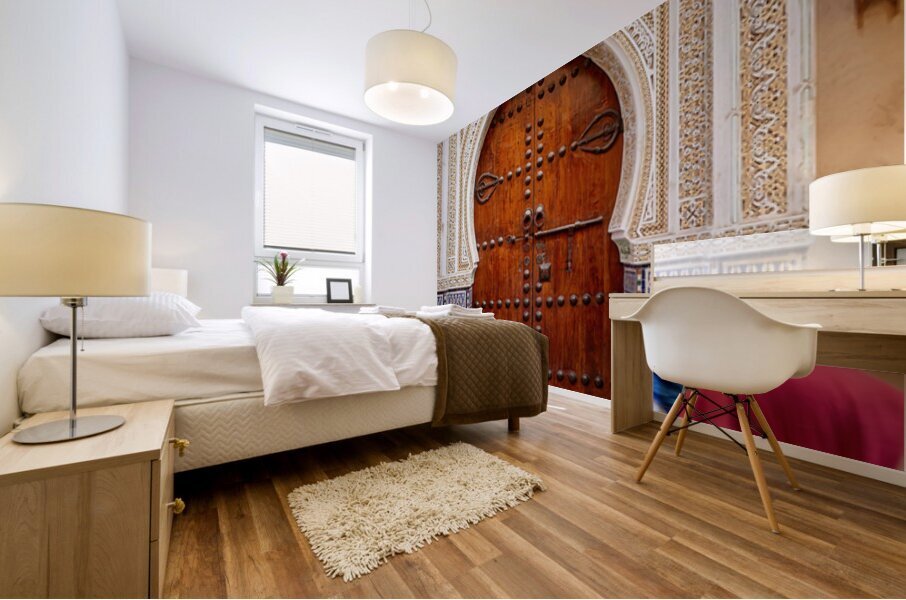 Women walk through the Medina in Fez Morocco Mural print