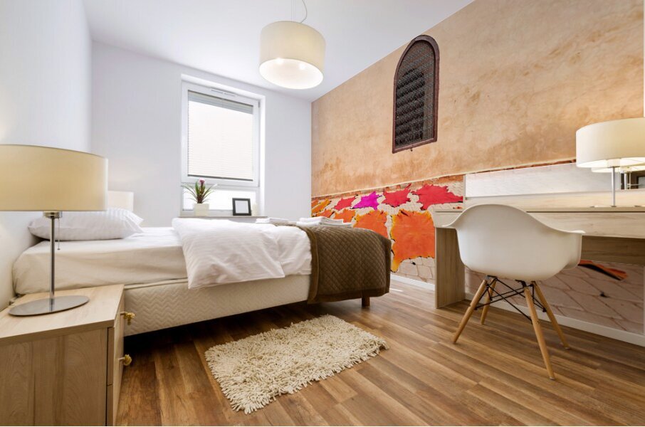 Dyed leather drying in the sun in Marrakesh Morocco Mural print