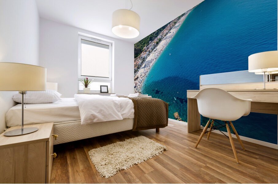 Leisure time at Marina Grande beach in Scilla Calabria Italy Impression murale