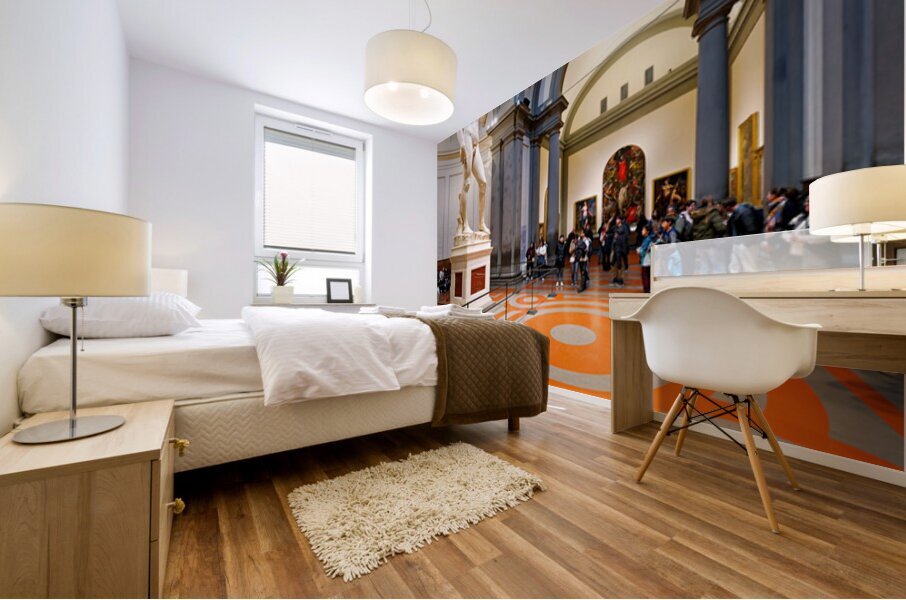 View inside Gallery of the Academy with Michelangelo David in Fl Mural print