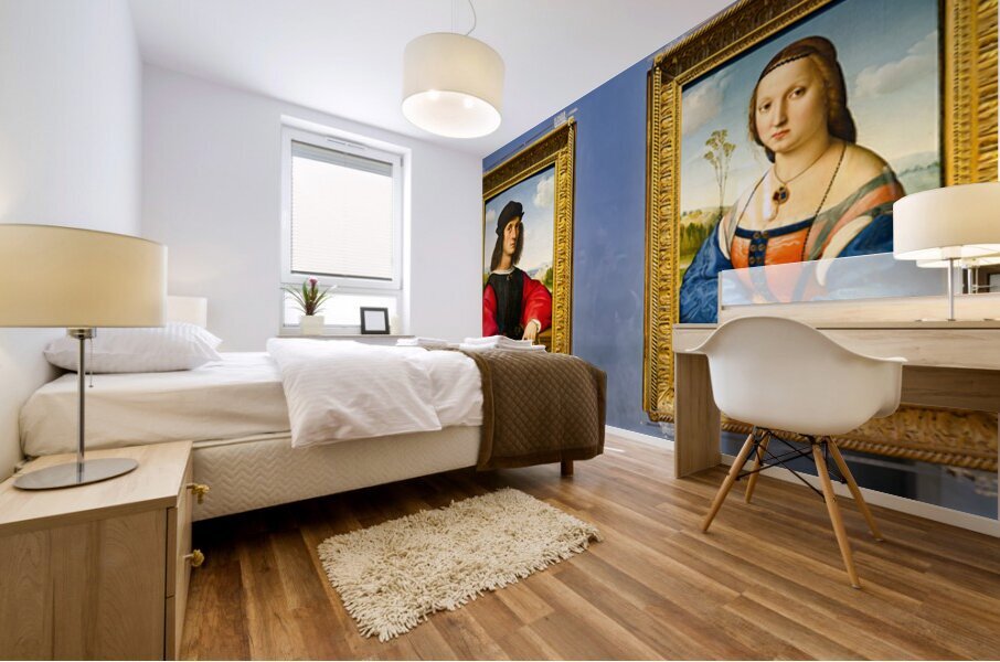 Portraits of angelo doni and maddalena doni in uffizi gallery Mural print