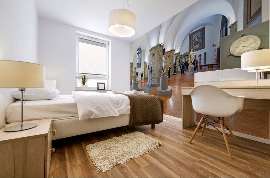 View of classic sculptures at Museo Nazionale del Bargello museu Mural print